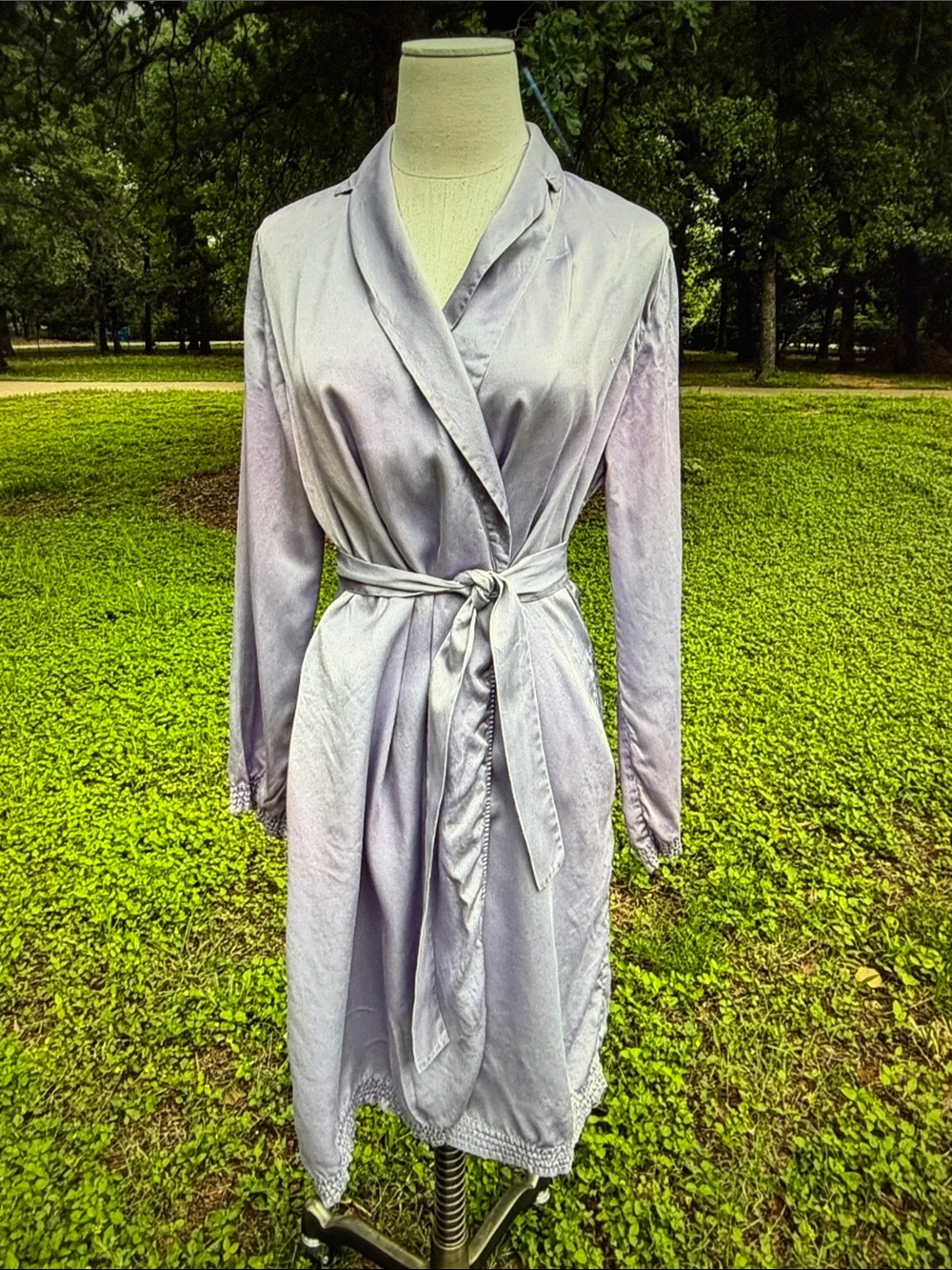 La Perla Lavender Silk Wrap Style Short Robe Size 2